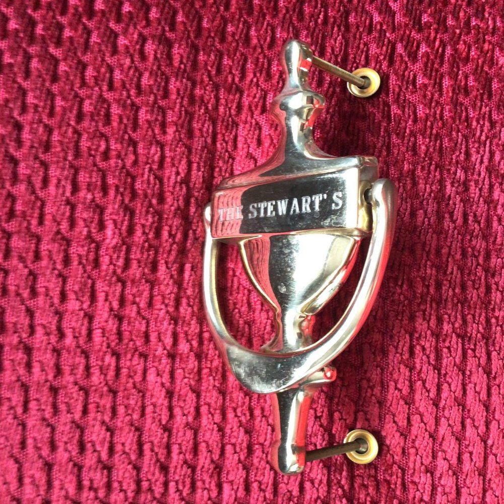 Gold toned metal Door Knocker for "The Stewart's" - Picture 2 of 4